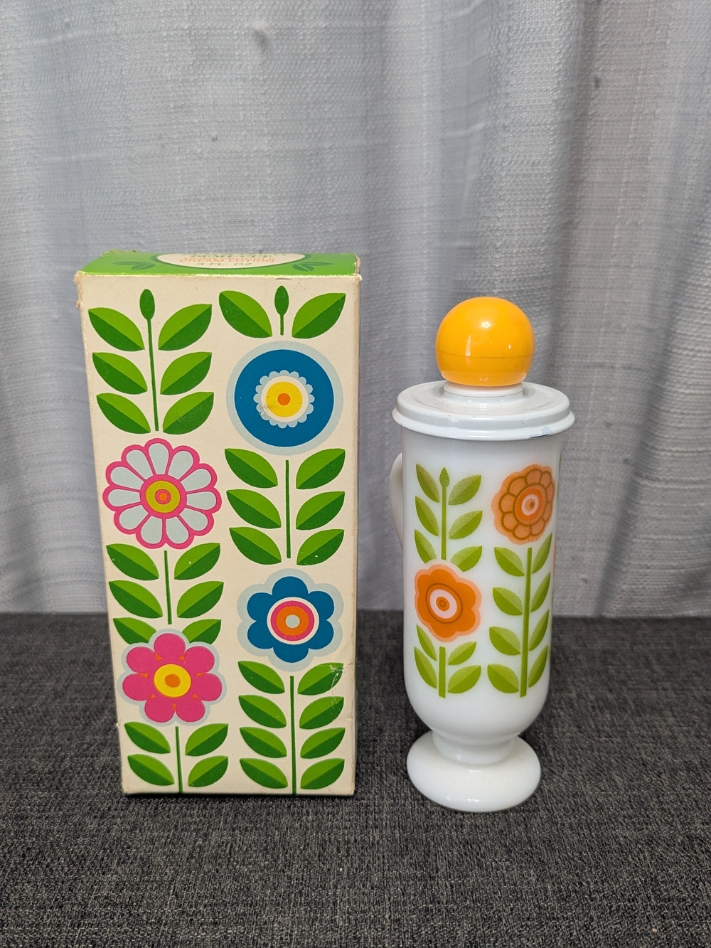Retro Floral Milk Glass Salt Shaker - Orange & Green